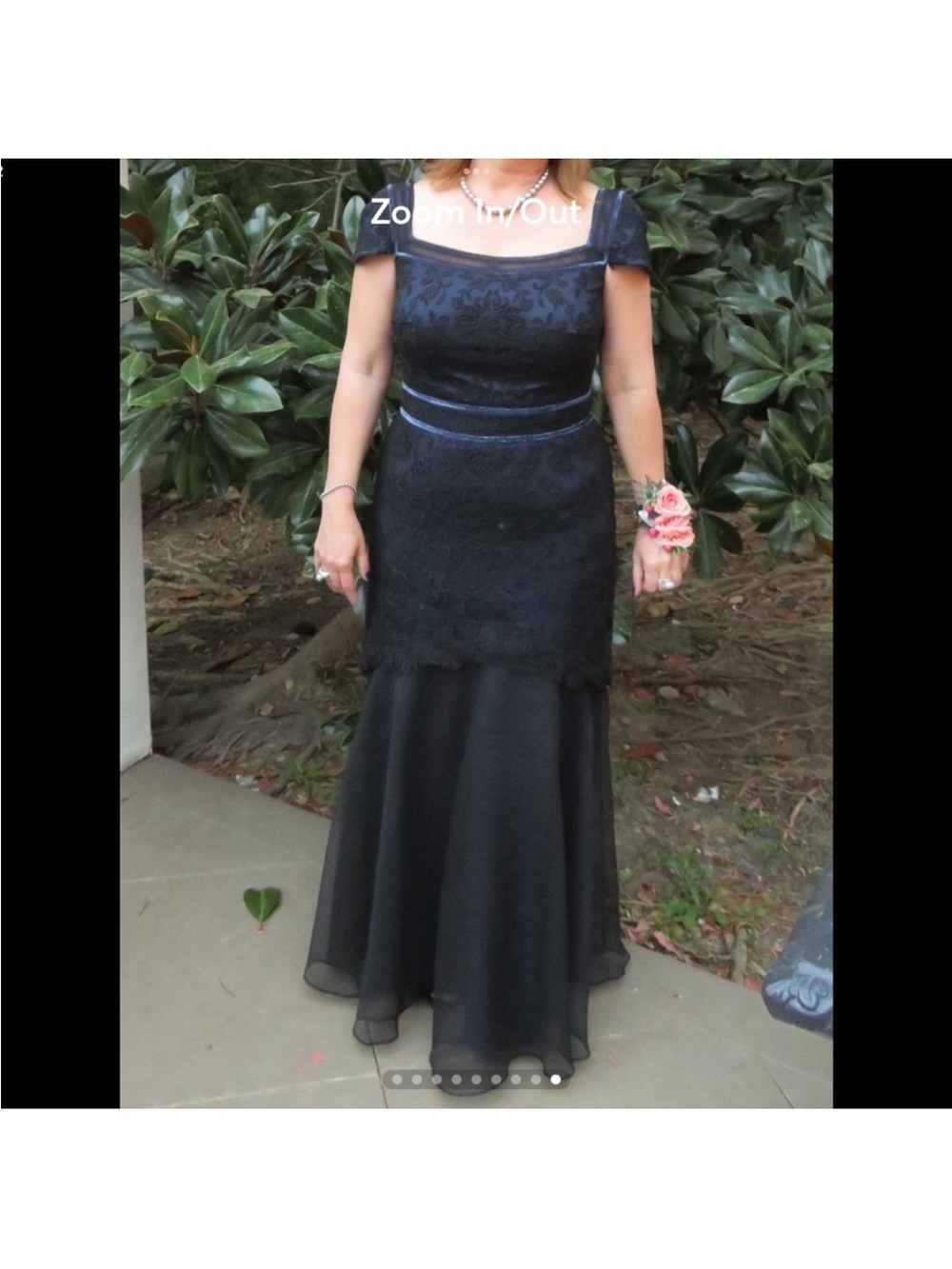 Tadashi Shoji Black Lace-Overlay Evening Gown